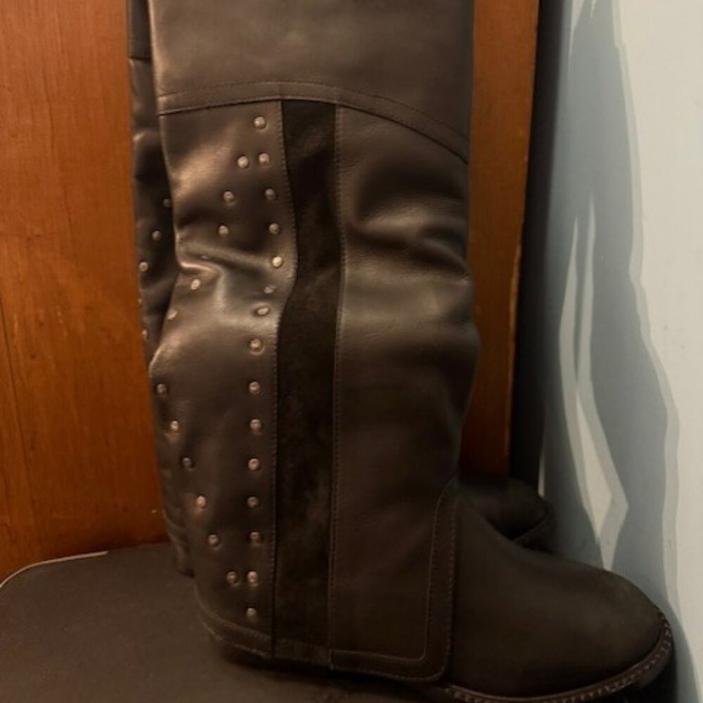 Retro Lola Studded Tall Leather Boots - NWB - Picture 13 of 16